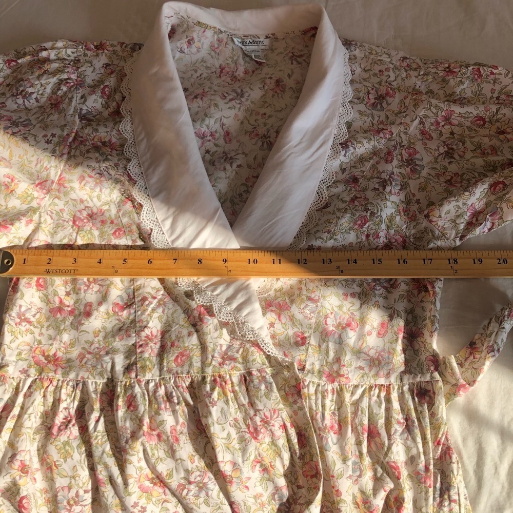 Vintage Laura Adams Floral Robe Wrap Cottage Prairie Maxi Dress M/L - Picture 7 of 11